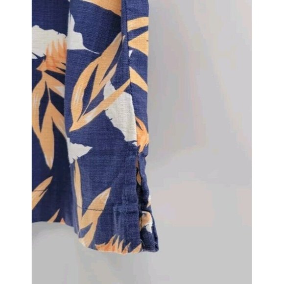 ISLAND REPUBLIC Men's Hawaiian Shirt Size L Leaf Print Cotton / Rayon Blend - Picture 4 of 6